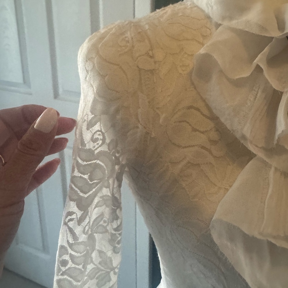 White Lace Ruffle Top - Picture 4 of 14